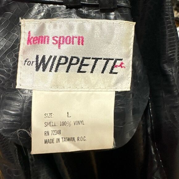 Wippette Ken Sporn Vintage Vinyl Croc Embossed Print Double Breasted Trench Coat - Picture 13 of 13